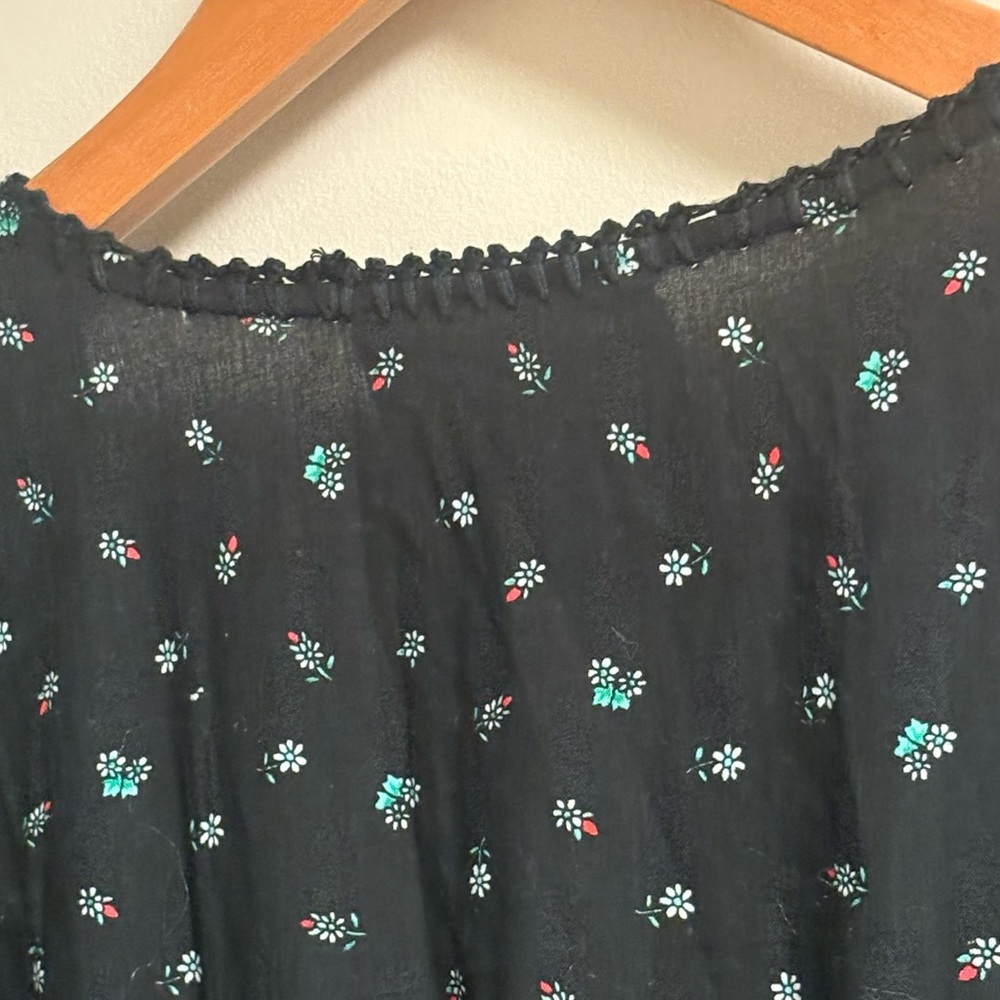 Chasing Unicorns Bohemian Black Floral Long Sleeve Dress size Large - Picture 6 of 13